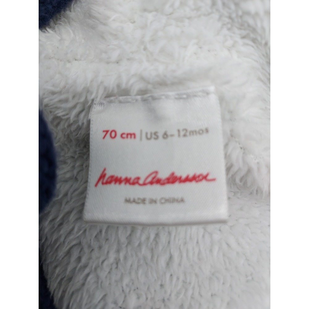 Hanna Andersson Baby Kids Cardigan Sweater 6-12 Months Hooded Knit‎ Blue Green - Picture 2 of 6